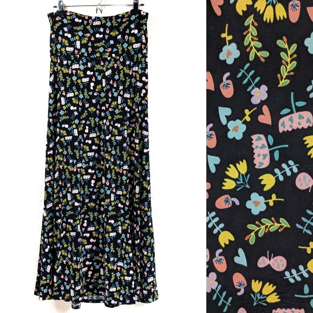 Lularoe Floral Print Maxi Skirt F46